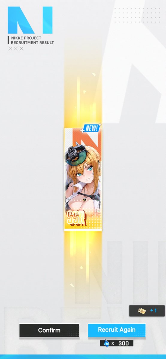LedgicYT's tweet photo. @NIKKE_en Was able to a copy of her off 1 advance recruit ticket but no Laplace https://t.co/EQ2aHWyahr