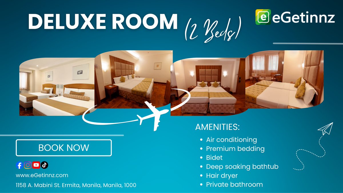 EgetinnzA58603's tweet photo. https://t.co/amg3okEZbi | Your Manila Stay Starts Here π
Explore more, travel easier, and stay comfortably in the heart of Manila. πΆ
π Book via https://t.co/amg3okEZbi
#eGetinnzPH #Manila #TravelPH #CityStay #HotelDeals #ExplorePH #WeekendTrip https://t.co/KsyYnNPnGC