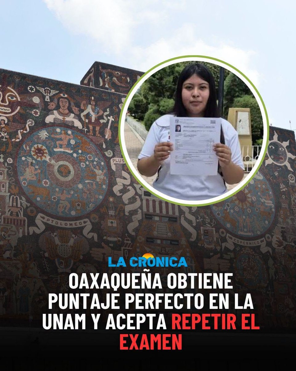 GARCIPAVON's tweet photo. Brisa Nisdany García Santiago, joven zapoteca originaria de Oaxaca, obtuvo los 120 aciertos en el examen de admisión de la UNAM para ingresar a la Licenciatura en Medicina.

Ante la suspensión del proceso de inscripción por presuntas irregularidades en la aplicación de la prueba, la estudiante de 17 años aseguró que está dispuesta a presentar nuevamente el examen.

 📚Brisa explicó que se preparó durante un año, con clases intensivas, simulacros y bancos de preguntas. También fue aceptada en Medicina en la Universidad Autónoma Metropolitana y concluyó sus estudios en el CETIS 124 con un promedio de 9.6, el más alto de su generación.

🔎 La joven se pronunció a favor de que las autoridades revisen las evaluaciones y los resultados, mientras sus padres y profesores solicitaron que la investigación se realice con rapidez y justicia.

“Si lo logro una vez, lo puedo volver a lograr”, afirmó.

✍️ LA CRONICA