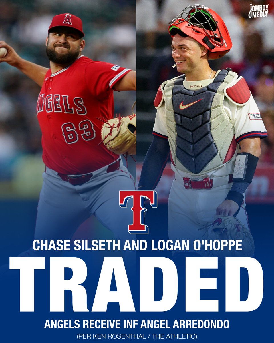 TalkinBaseball_'s tweet photo. Angels are trading reliever Chase Silseth and catcher Logan O'Hoppe to the Rangers for minor-league infielder Angel Arredondo, per @Ken_Rosenthal https://t.co/E5DXT9Ufrw