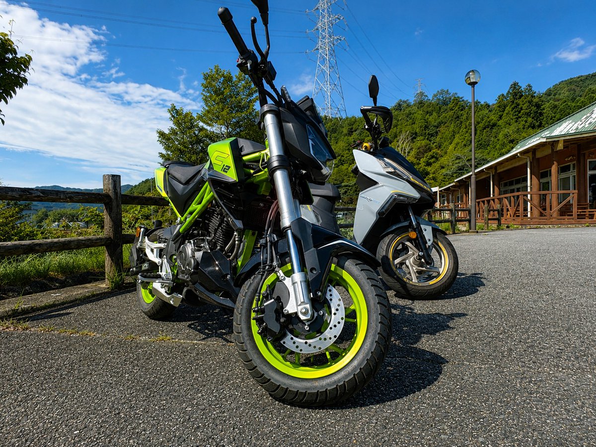 BikeshopRIZE's tweet photo. 朝8時に糸島を出発し、三瀬峠～嘉瀬川ダム～ななの湯へ！

QJMOTOR SRF125は下りワインディングでブレーキ性能と旋回性能が抜群。SYM DRG160は余裕の加速とスポーツ性能が魅力でした！

https://t.co/eYWopKQ2KB

#QJMOTOR #SRF125 #DRG160 #朝ツーリング #バイクショップライズ https://t.co/Lwv0tinGEa