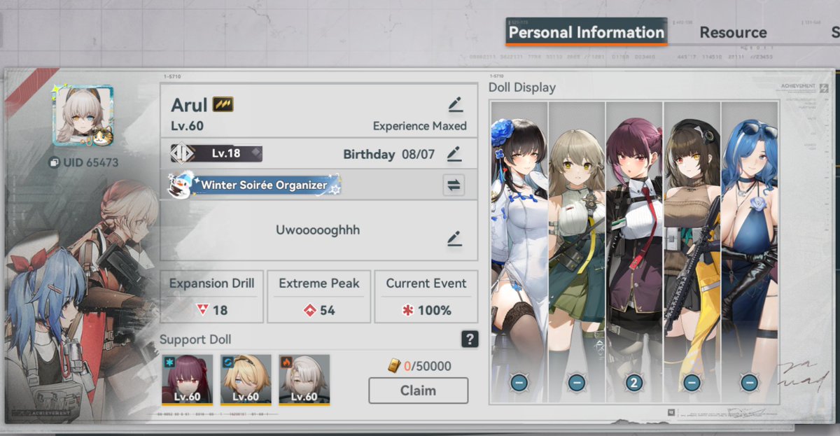 FajrulAkmal6's tweet photo. @fokker_dr1_coub Its not f2p bro every character have skin payment only free selector skin in anniversary, rate 0.6 gacha ☠️ always hard pity need dupe to improve potential but interactive doll 🥵 https://t.co/six269Npv4