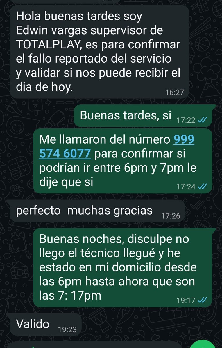 emir_neom's tweet photo. @totalplaymx 3 o 4 días sin servicio de @totalplaymx @TotalplayAyuda hoy me habló una muchacha y agendaron a la 6:30pm y no fue así aquí he estado en mi casa, vean la contestación del "técnico" #mexico esto ya es burla, falta de seriedad #noticias @AtencionProfeco https://t.co/DiDQNbD8ql