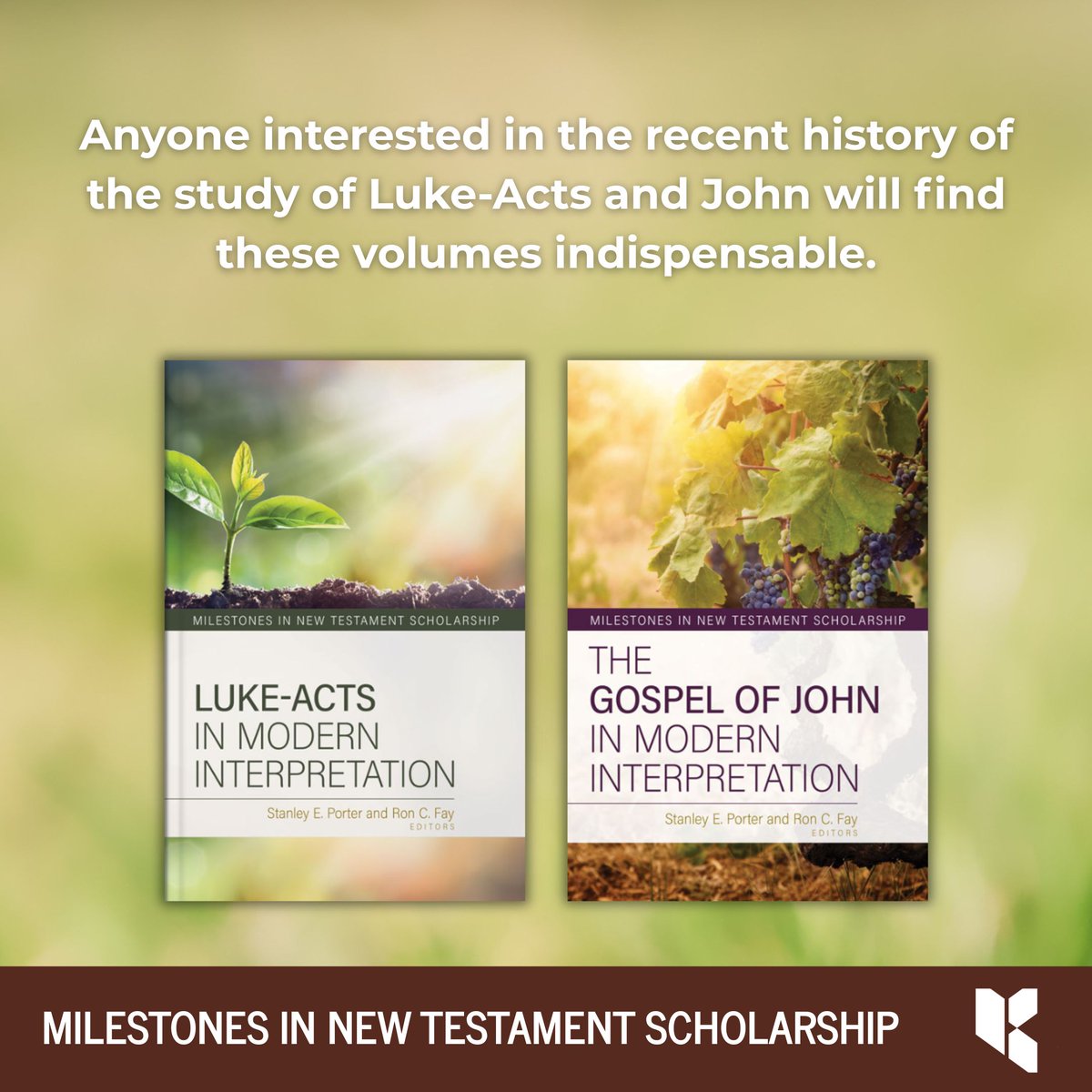 KregelAcademic's tweet photo. Anyone interested in the recent history of the study of Luke-Acts and John will find these volumes indispensable.

Order Luke-Acts in Modern Interpretation here:
 https://t.co/Z2rijeHAwN

Order The Gospel of John in Modern Interpretation here: https://t.co/ulfxCNkMFb https://t.co/Eo9bMumFJ8