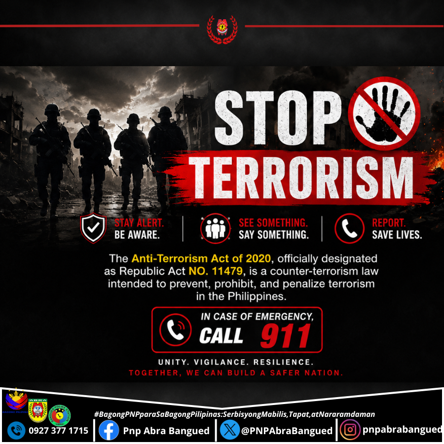 PNPAbraBangued's tweet photo. STOP TERRORISM
#procar
#banguedmps_abrappo
#BagongPNPparasaBagongPilipinasSerbisyongMabilisTapatatNararamdaman
#ToServeandProtect https://t.co/YZEBHBa27r