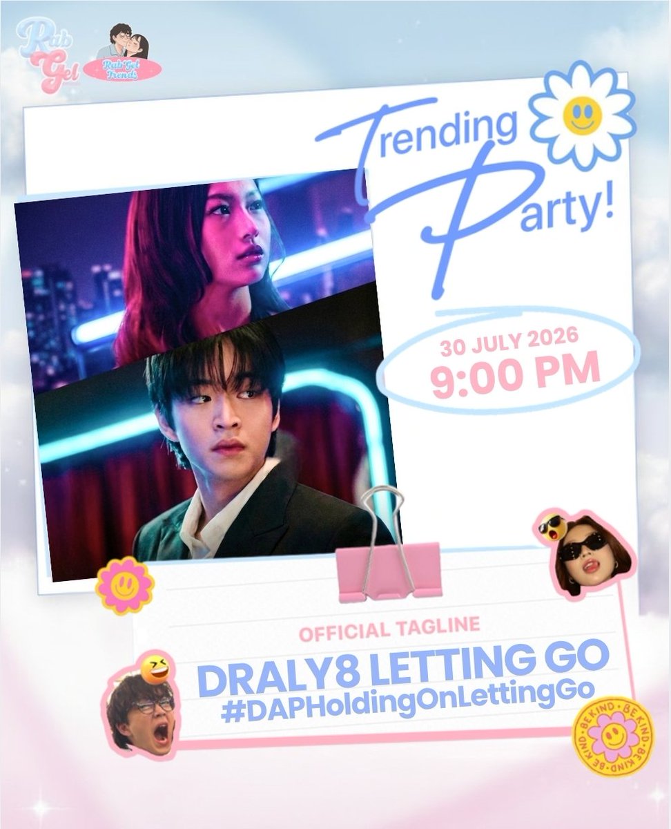 RABGELTS's tweet photo. Holding on to what used to be, or letting go to finally breath? Our hearts are not ready for this kind of pain.

GellyBins, Dabins, and Geluvs—let's scream, cry, and tweet together tonight!

📆 July 30, 2026
🕐 9:00PM

Official Tagline:
/DRALY8 LETTING GO
#.DAPHoldingOnLettingGo https://t.co/QDLPwzdqOc