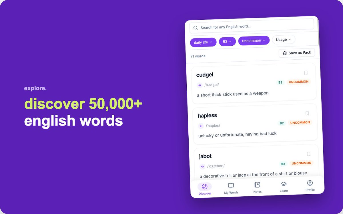 HighVocab_Com's tweet photo. Browse by category, level, and frequency — save the words that matter to you.

Free to start, on Chrome &amp; Firefox.

👉 https://t.co/qjHXHl9OQM https://t.co/Ynq27dq8FB