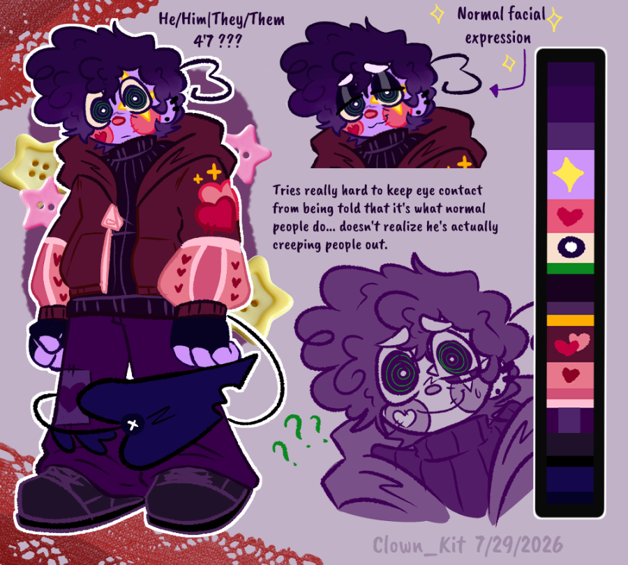 Kit_the_clown's tweet photo. MY GAY SONA GOT A GAY UPDATE!!! (@Vic_Cladem helped with some colors and the heart patch on the hoodie) :3 https://t.co/p1HEF9iYaV