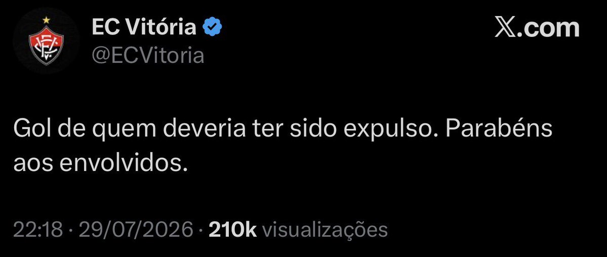 golsdobrasil1's tweet photo. Vitória protesta em post no X.

📸 Reprodução/X https://t.co/KKZ7UwDzIL