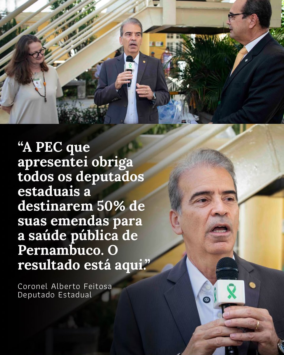 coronelfeitosa's tweet photo. R$1 milhão para o HCP para ajudar quem mais precisa. 

Hoje recebi uma homenagem que toca fundo no meu coração. O Hospital de Câncer de Pernambuco (HCP) me entregou uma placa de agradecimento pelos recursos destinados para a instituição. Foram quase R$1 milhão ao longo dos últimos anos destinados para a compra de equipamentos e insumos para o tratamento dos pacientes oncológicos.

Agora, mais do que os números, o que me move é saber que cada real chegou a quem mais precisa. A saúde sempre foi uma das minhas prioridades e não apenas na destinação de recursos.

Fui autor de duas PECs que mudaram definitivamente a Constituição de Pernambuco, obrigando que 50% de todas as emendas parlamentares dos deputados sejam aplicadas na saúde.

Esse é o meu compromisso com os pernambucanos e ele não tem prazo para acabar.