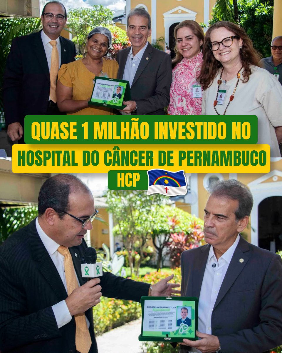 coronelfeitosa's tweet photo. R$1 milhão para o HCP para ajudar quem mais precisa. 

Hoje recebi uma homenagem que toca fundo no meu coração. O Hospital de Câncer de Pernambuco (HCP) me entregou uma placa de agradecimento pelos recursos destinados para a instituição. Foram quase R$1 milhão ao longo dos últimos anos destinados para a compra de equipamentos e insumos para o tratamento dos pacientes oncológicos.

Agora, mais do que os números, o que me move é saber que cada real chegou a quem mais precisa. A saúde sempre foi uma das minhas prioridades e não apenas na destinação de recursos.

Fui autor de duas PECs que mudaram definitivamente a Constituição de Pernambuco, obrigando que 50% de todas as emendas parlamentares dos deputados sejam aplicadas na saúde.

Esse é o meu compromisso com os pernambucanos e ele não tem prazo para acabar.