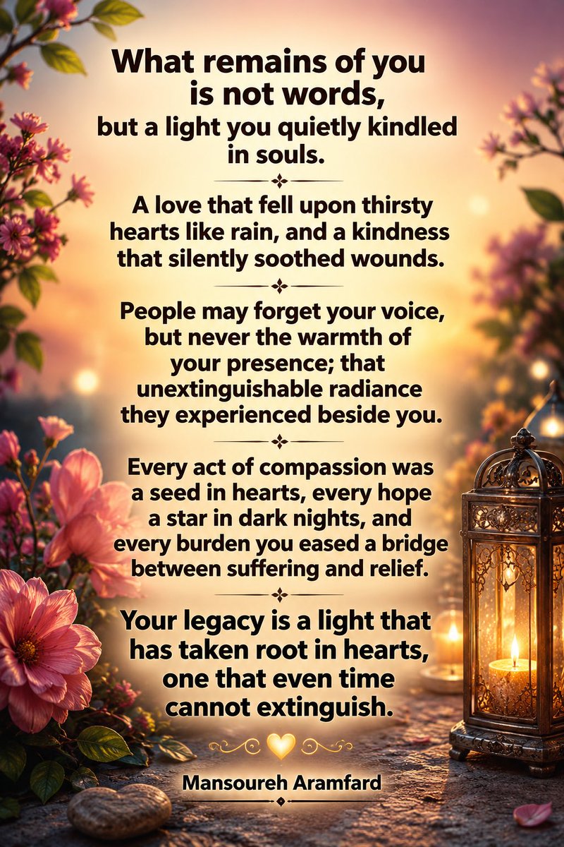 Armila04199745's tweet photo. #Kindness #Compassion #Love #Humanity #Legacy #Light #Hope #Inspiration #InnerLight #Healing #Empathy #BeTheLight #SpreadKindness #MakeADifference #PositiveImpact #Soul #Heart #MeaningfulLife #Quotes #MansourehAramfard #Author #Writer #InspirationalQuotes https://t.co/69R9GnqrnA