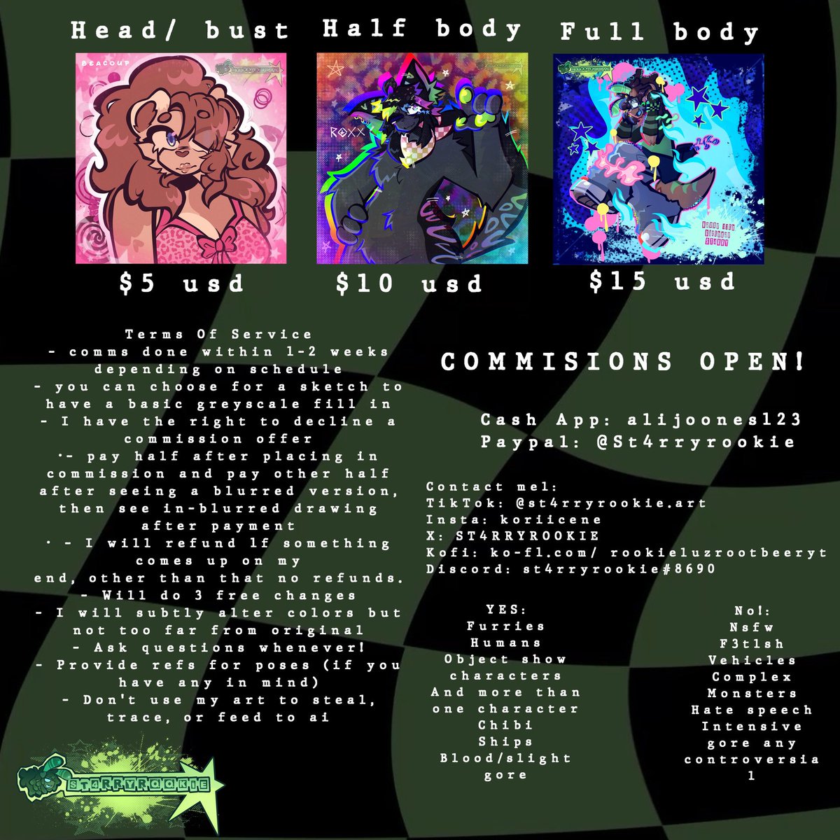 ST4RRYR00KIE's tweet photo. I FORGOT I DO COMMISSIONS SO UHHHH YEAAA BUY ME MY NEXT CAN OF MONSTER ENERGY :3

Info is on the first slide followed by examples from other commissions

Loki: @ClashItsa74033 
Leilani: @BoiFuzey 
 Toffee: @/ botchedkhajiit on tiktok https://t.co/z2L6q2Q9Iy