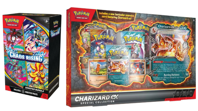 PokemonRestocks's tweet photo. Charizard Special Collection & Chaos Rising Bundle Queues still up at Walmart! Destined Rivals ETB Sold Out! 🔥

Chaos Rising Booster Bundle: https://t.co/uCHD0FnkT0
Charizard Special Collection: https://t.co/ody5veKYBL

Hang in there, items may go in/out of stock and take a few tries to add to cart or checkout!⚡️

We'll post if there are any other updates! 🔔
#Pokemon #PokemonTCG #ad