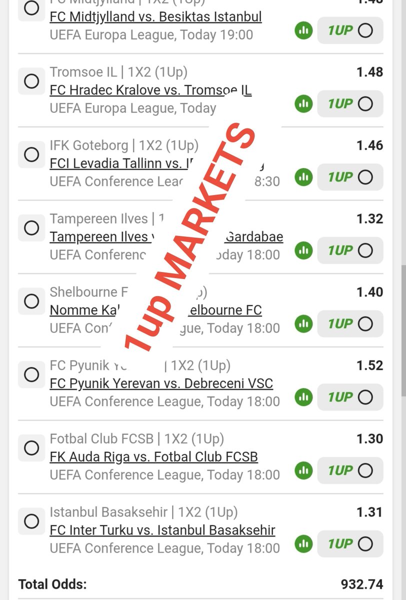 LeswiiSwaMina's tweet photo. Betslip CODE  : BW65623A46 https://t.co/ivQLMZaKCD
Kick OFF ; 18;00 ⌚️ Odds-ON: 932 🍏🫡

#BetwayRecommendedBets
1up MARKETS ⚽️🥅

UEFA  Conference and UEFA EUROPA League 👌 https://t.co/7GDvUdsVwv