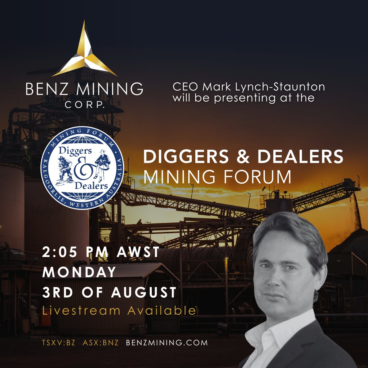 BenzMining's tweet photo. $BNZ CEO Mark Lynch-Staunton presents at @diggersndealers on Monday, 2:05pm AWST. 

Register for the live stream here: https://t.co/YExSSd7hSt

Twelve months of drilling and geology at Glenburgh, and what it's telling us about the system underneath. $BNZ.ax $BZ.NE $BZ https://t.co/QXmiZcbIG7