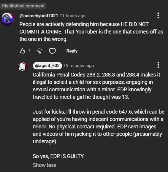 agent_k03's tweet photo. We defending pedophiles now?? What has the world come to https://t.co/ggeDx9sspf