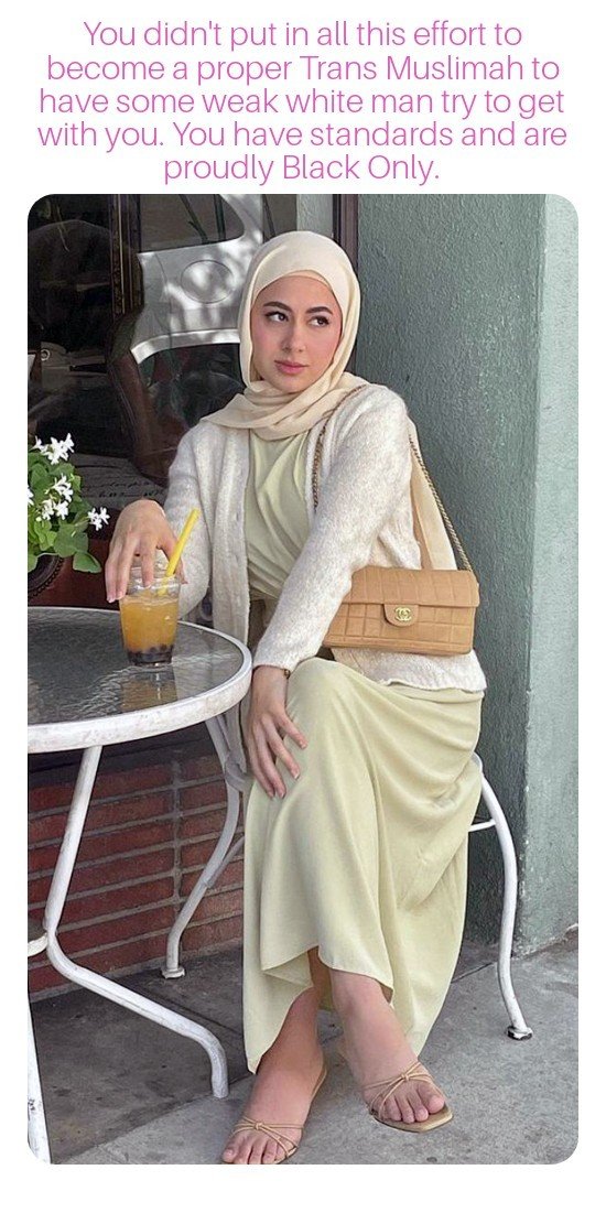 ustransmuslimah's tweet photo. #BNWO #MNWO #Cuckold #Transmuslimahsisterhood #Transmuslimah #BlackKing #BBC #BlackOwned #femboy #sissy #gay4bbc #sissy4bbc #BlackOnly #QoS #JoS #FLR #Emasculated #Humiliated https://t.co/HeL4Wf3cS5