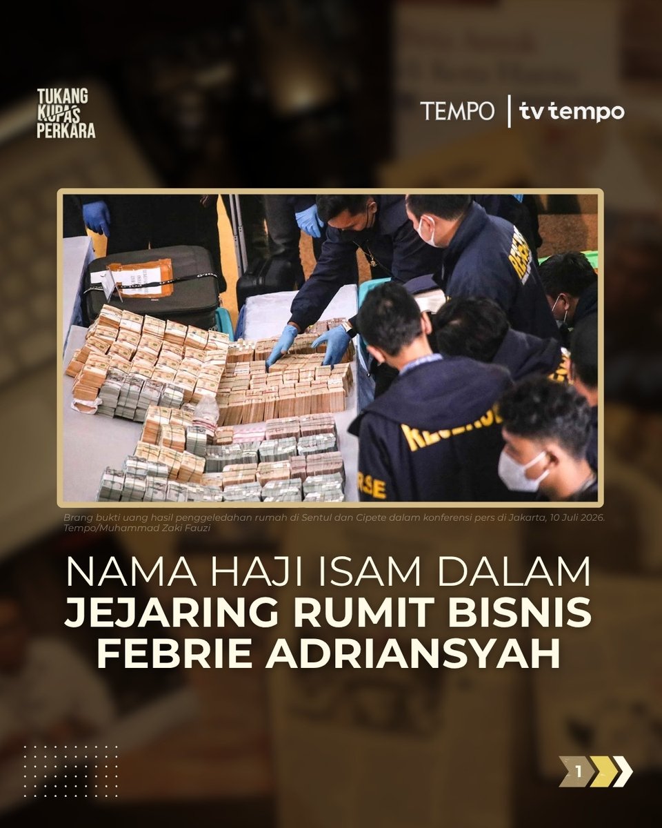 tempodotco's tweet photo. Penyidikan polisi menemukan jejaring bisnis mantan Jampidsus, Febrie Adriansyah, terafiliasi dengan puluhan perusahaan dengan menggunakan nama anak dan dua orang kepercayaannya. Sejumlah perusahaannya diduga berkongsi saham dengan pengusaha batu bara asal Kalimantan Selatan, Andi Syamsuddin Arsyad alias Isam.

#TukangKupasPerkara #Tempodotco