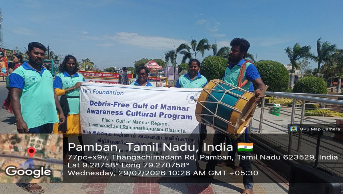 padgom2024's tweet photo. 🎭🌊 PAD organized a street play at the Dr. A.P.J. Abdul Kalam Memorial, Peikarumbu, Rameswaram, under the #SacredShores initiative to raise awareness on reducing marine debris and protecting the Gulf of Mannar. Together, we can build cleaner coasts and healthier oceans. 💙 https://t.co/SgsQkfQzaj
