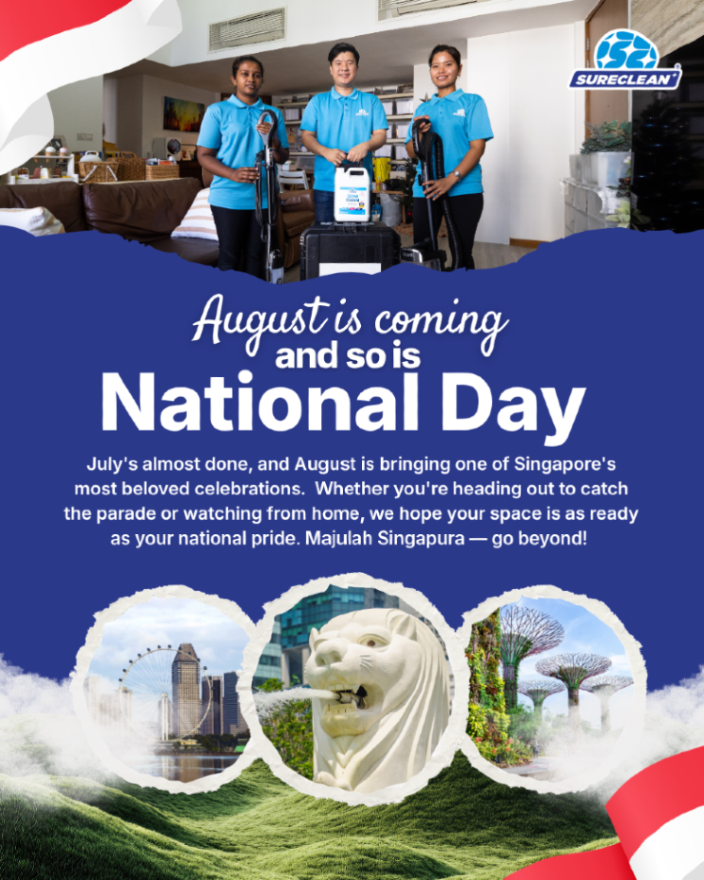 surecleanpro's tweet photo. 🇸🇬 August is almost here and you know what that means... 👀✨

One of Singapore's biggest celebrations is just around the corner. Is your home ready for the festivities? 🎆🏡 https://t.co/amQAiEgZ9G