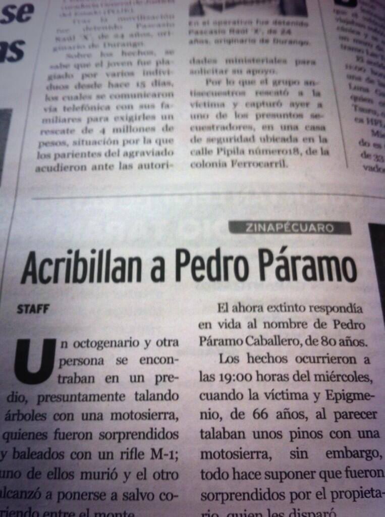 gojauregui's tweet photo. Es mentira lo que escribió Rulfo. Pedro Páramo no murió sentado en el equipal, derrumbándose como un montón de piedras. Lo mataron a balazos en Zinapécuaro a los 80 años, talando árboles. https://t.co/K4KfVRwnDo