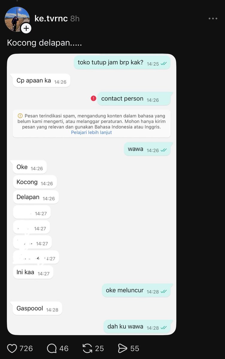 aracisoyo's tweet photo. GA KUAT NGAKAK BANGET😭
Kenapa sih shopee blokir kata whatsapp?😭 https://t.co/UHuAEOfwJM