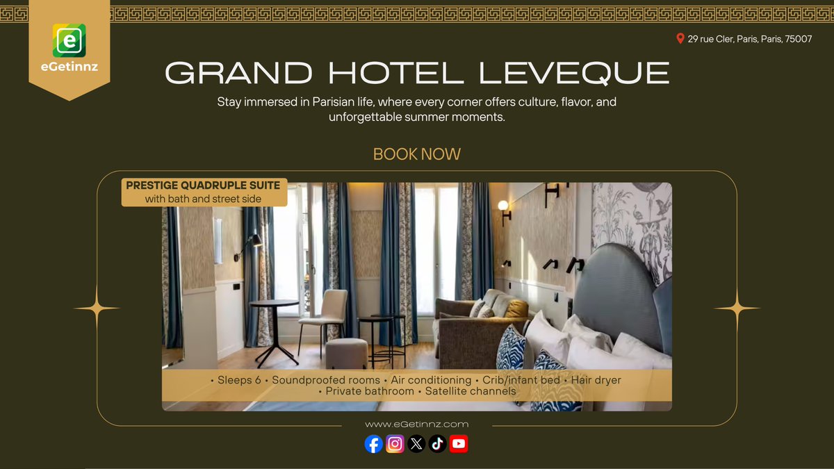 eGetinnzPH's tweet photo. https://t.co/6zfCNeDSTg | Stay in the Heart of Paris 🗼

Discover the charm of Rue Cler and experience Paris one beautiful street at a time. ✨

🌐 Book via https://t.co/6zfCNeDSTg

#eGetinnzUSA #Paris #France #TravelEurope #InternationalTravel #LuxuryStay #FamilyTravel https://t.co/RvQozJs6as