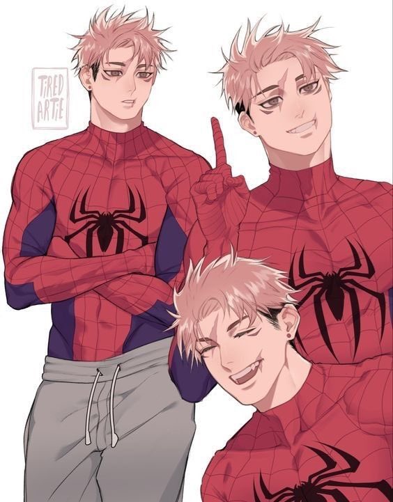 holy_yuji's tweet photo. Yuji spider man 😭❤️cr@tiredartie #jjk https://t.co/vrbtGJJ7wq