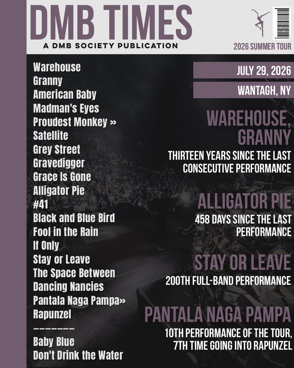 DMBSociety's tweet photo. July 29, 2026 in Wantagh, NY

#DaveMatthewsBand | #DMB https://t.co/5H9vVa6T7E