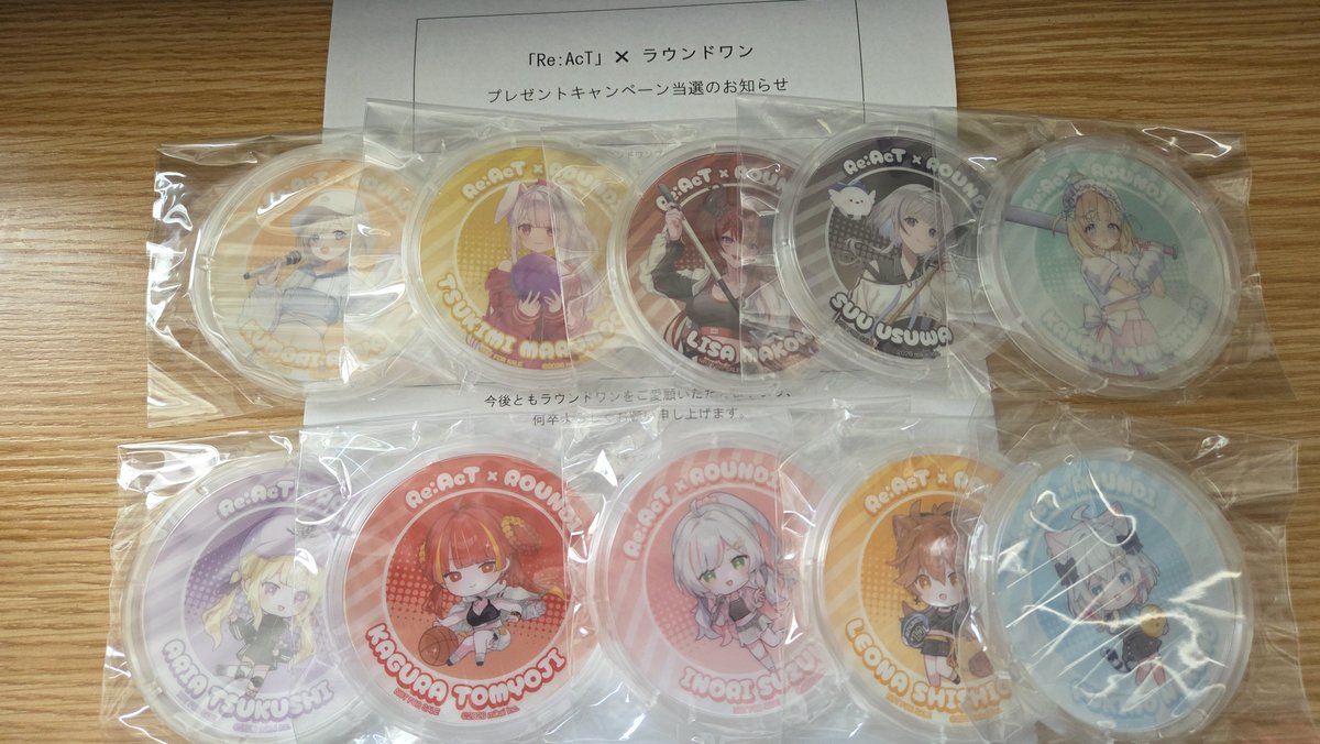 改めて、Re:AcT × #ラウンドワン コラボキャンペーンの景品届いた