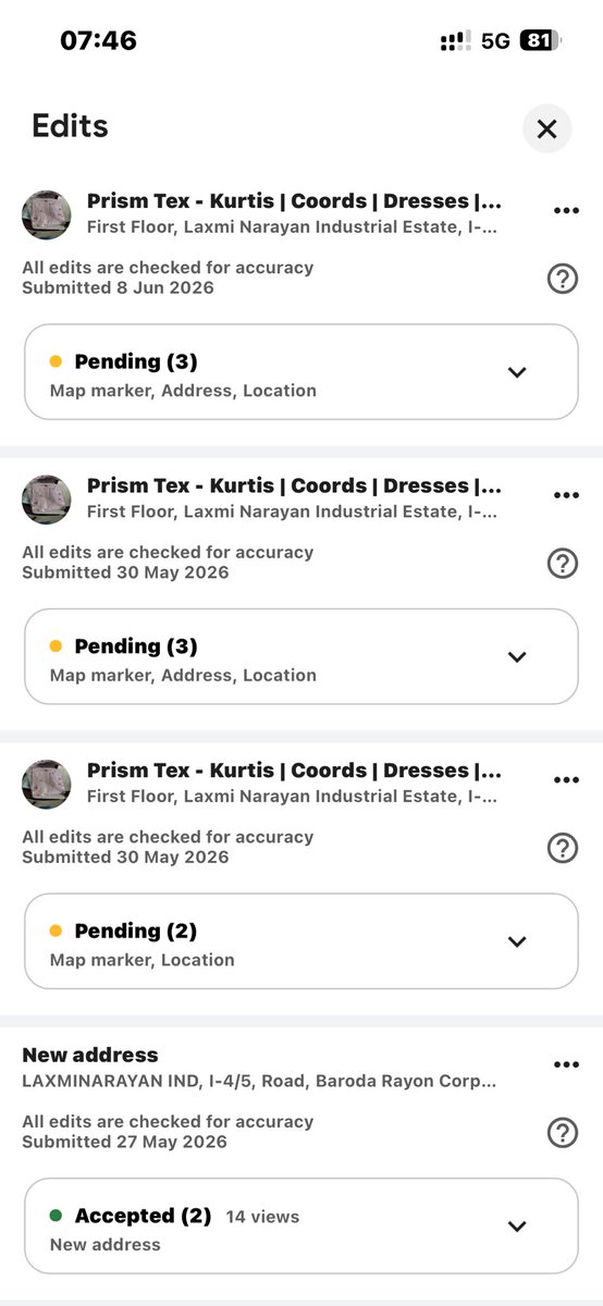 chitrank89's tweet photo. @googlemaps This is the screenshot taken right now, can @googlemaps please accept or reject the edit request? This is a genuine edit request. It is already around 60days. If I will post any other edit request it will stuck in the same stage. https://t.co/YZMyOGsHwb