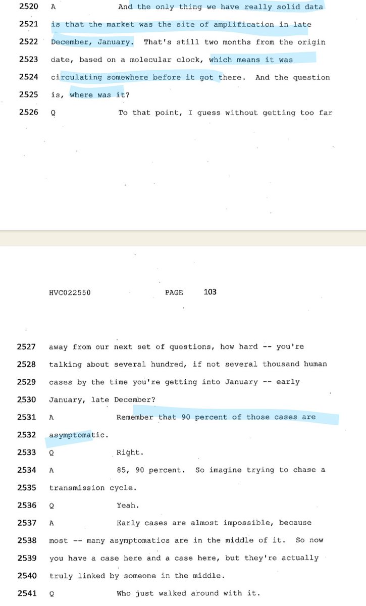 quisp1965's tweet photo. @SashaGusevPosts They never got to the market through any sound science. Once researchers understood the high R0, rapid spread, and extensive undetected transmission, it became obvious that the earliest recognized cases would not reveal where the outbreak began.
Here’s Baric explaining. https://t.co/QWsEAdZVeX