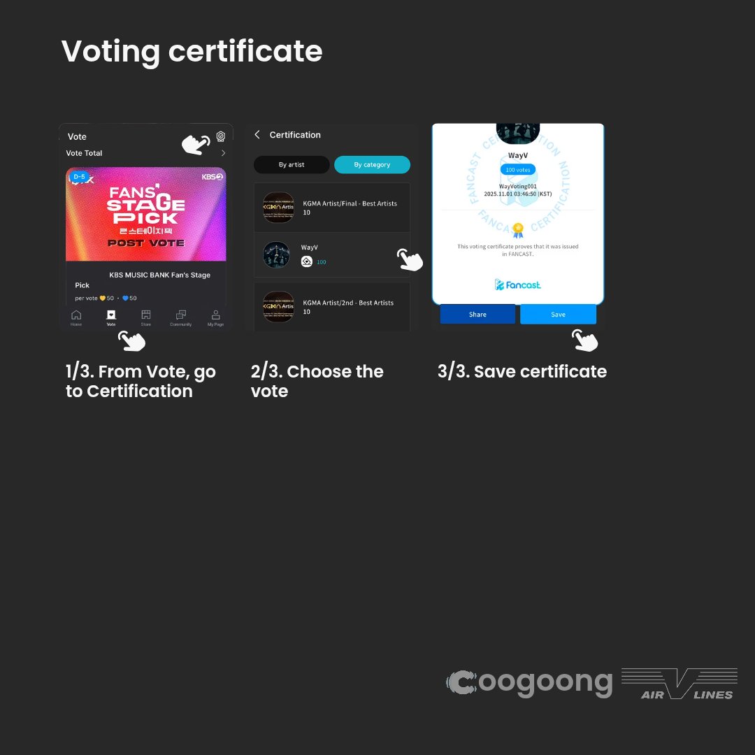 WayV_Airline's tweet photo. 📌 How to vote and save voting certificate https://t.co/Gstx4bqqir