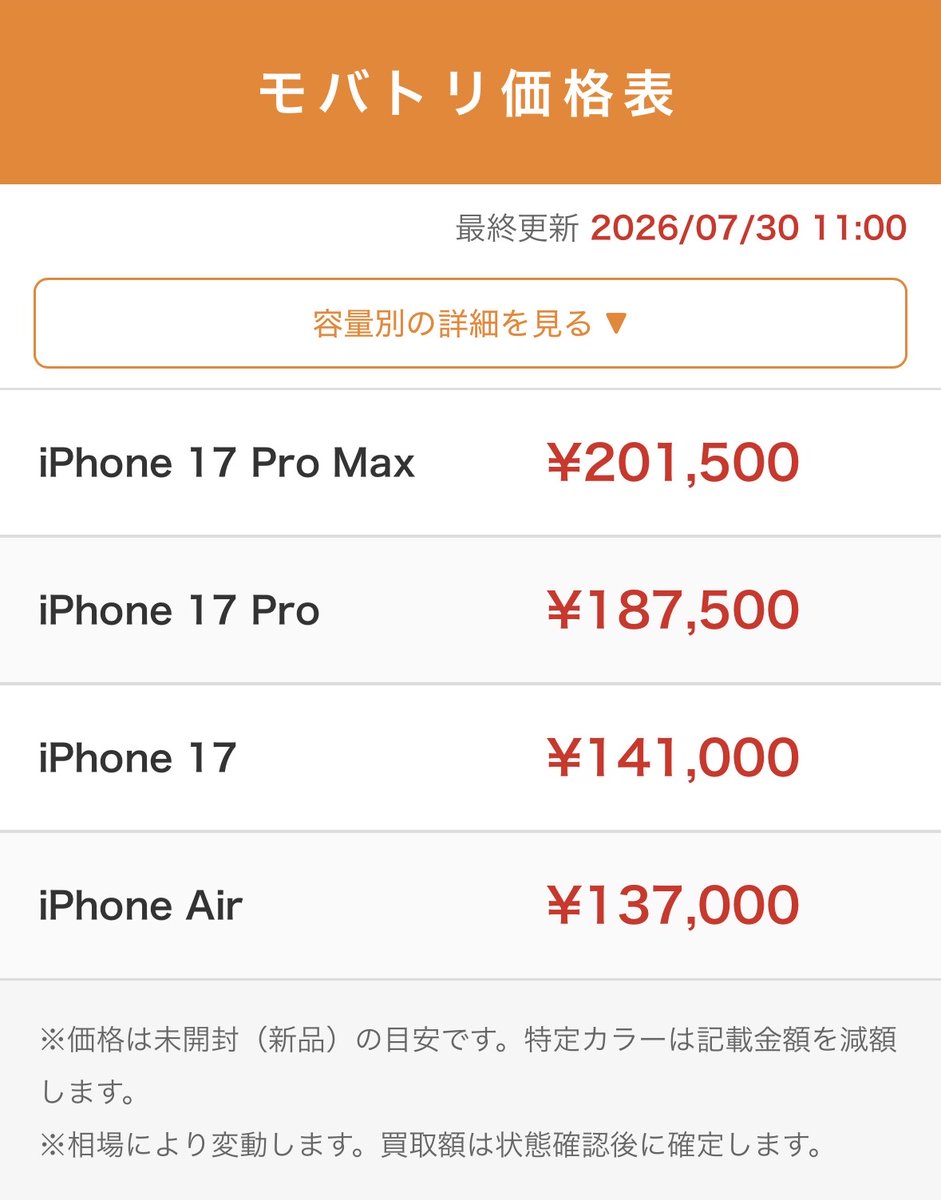 mobatori_tento's tweet photo. 7/30(木)
買取ポメ改め、【モバトリ】です！

本日の価格表です！
容量別の詳細はこちらから！
👉🏻https://t.co/EwQ98MkfQX

チェック・フォローお願いします🐥

公式ライン
 👉🏻https://t.co/1yjEMcIpX2
🕚営業時間：11:00～20:00

【 振込買取 】
〒103-0024
東京都中央区日本橋小舟町7-2
小舟町243ビル3F

【 現金買取・郵送買取 】
〒135-0023
東京都江東区平野3-2-6
木場パークビル2F

#iPhone #スマホ買取 #iPhone買取 #買取 #モバトリ