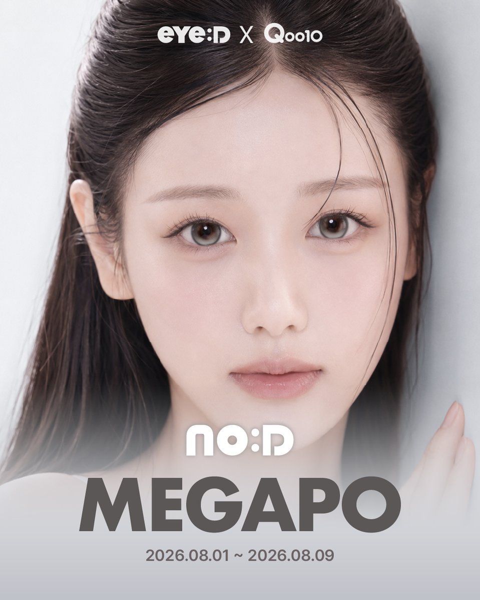 eyed_jp's tweet photo. ✨ MEGAPO 開催まであと少し！

8/1からスタートするQoo10メガポに向けて、
eye:Dで取り扱い中のブランドをご紹介📢

🤍 no:D (全7色)

メガポ価格
📍1MONTH 1,100円
📣1日/4日/9日限定 990円

ポイント還元に加えて、2箱以上のご購入でさらにお得🛍️

気になるブランドやカラーを、
ぜひ事前にチェックしてみてください✨

🛒 商品一覧はQoo10ショップへ
🔗https://t.co/s0x6rowyMt

🗓️開催期間
2026.08.01 - 2026.08.09

#eyeD #Qoo10 #メガポ #カラコン #noD