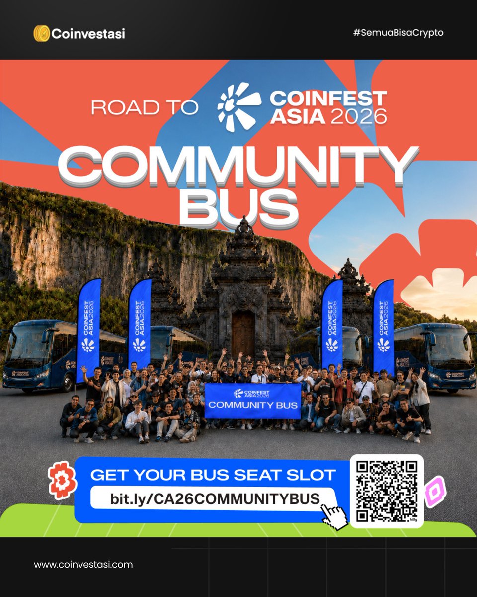 bapaklo25's tweet photo. 🚌 COINFEST ASIA COMMUNITY BUS IS BACK!

Buat konten kreatif tentang Coinfest Asia dan dapatkan kesempatan berangkat bersama Community Bus menuju festival Web3 terbesar di Asia.

Daftar sekarang dan tunjukkan kreativitasmu!
🔗 https://t.co/ijcEv6vB3g https://t.co/qFWBxVoRf4