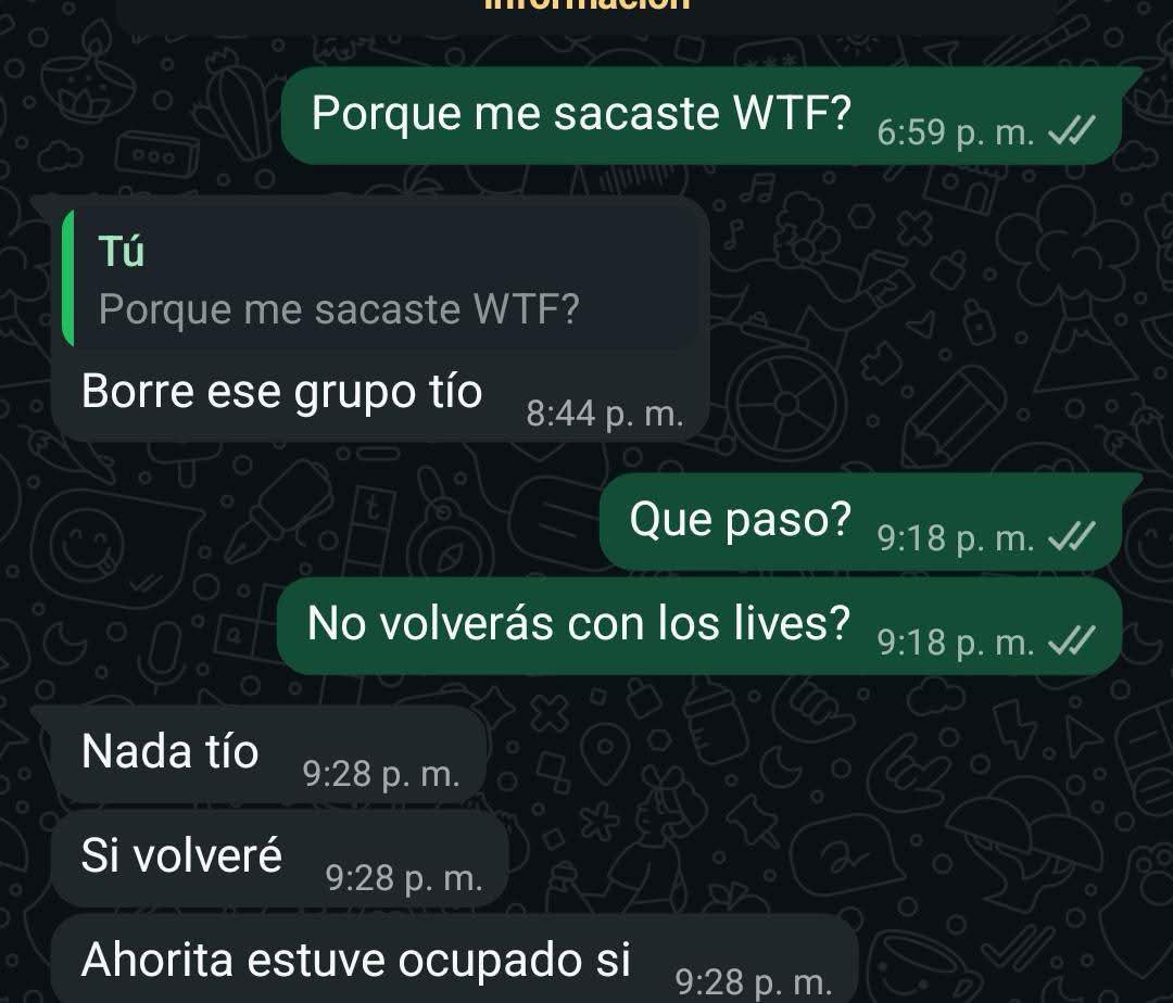 zlashar32's tweet photo. En las imagenes mostradas, se puede ver como adiel_novachrono eliminaba sus grupos de whatsapp. Siguiente, un ex-fan menor de Adiel_Novachrono admite que si mandaban contenido sexual (lo mas probable es que sea ÇP como visto en la primera imagen) y no solo eso, tambien gore. https://t.co/ELb9OB3zy8