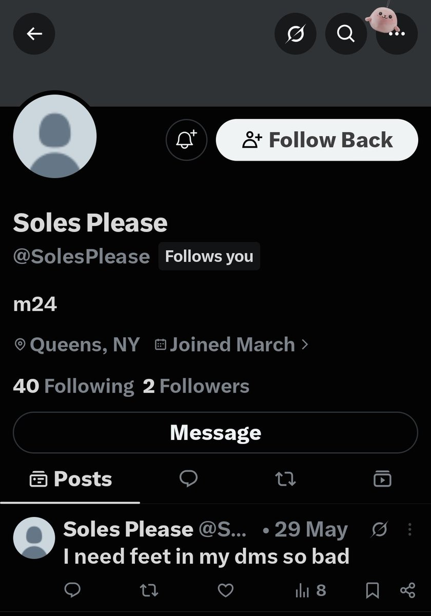 webnymphh's tweet photo. 50th follower was a foot fetish account wow lucky me !! https://t.co/3STVowgHqo