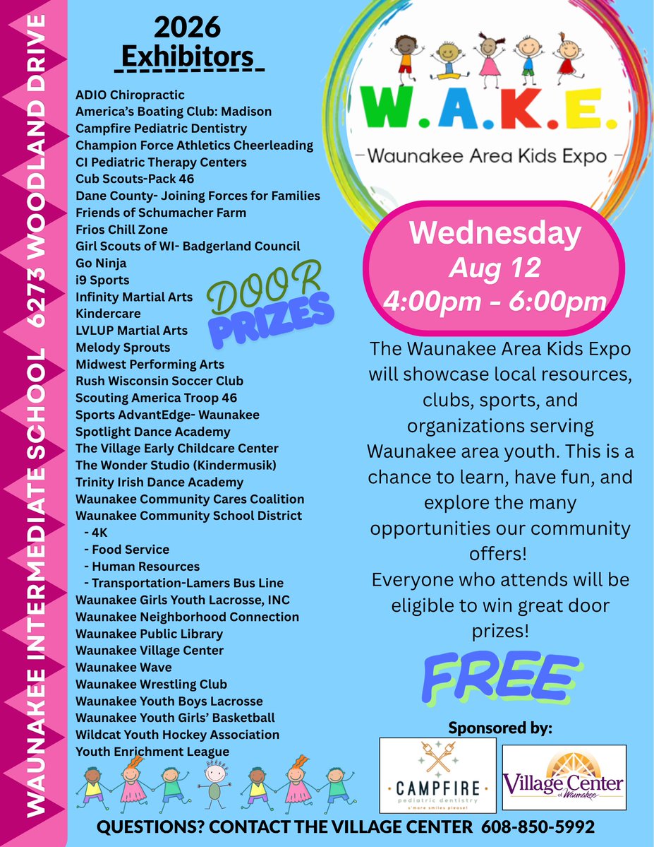 WaunakeeCSD's tweet photo. Don't miss our 2026 Kids Expo. This is a great resource to get connected to Waunakee and our school community! See you there. #WaunakeeWAY https://t.co/cFvdn8I2qt