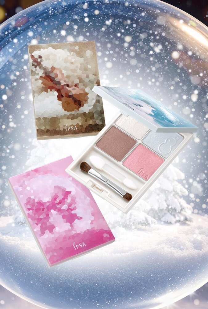 fashionpressnet's tweet photo. イプサ2026年クリスマスコスメ、“スノードーム”着想のラメ煌めく4色アイシャドウパレット

雪だるまやリボンの刻印入り - https://t.co/RxaJONRT04 https://t.co/trIv0GLpER