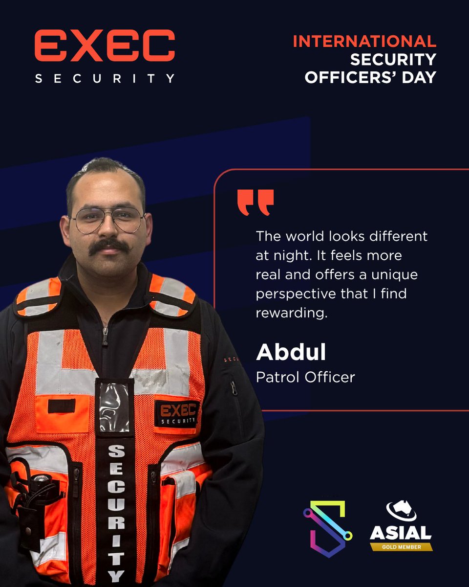 asial_au's tweet photo. Celebrating #InternationalSecurityOfficersDay with Abdul, Patrol Officer at EXEC Security.
Thank you for keeping us safe!
#ISOD #ThankYouSecurityOfficers #ASIAL #ASIALMember #Security #SecurityIndustry https://t.co/ebYznhbZQ5