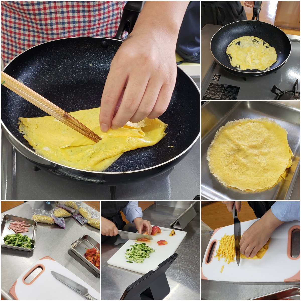 NtCooking's tweet photo. 7/28
冷やし中華
揚げない大学芋

午後にミーティングがあったので、比較的簡単かつ切り方のお勉強の献立にしました🔪

トマトを切るのも柔らかく…
錦糸卵を焼くのもなかなか難しい💦

仕上がった彩りを見たらキラキラ✨している感じで良かったです。 https://t.co/QTJn8YCVw3