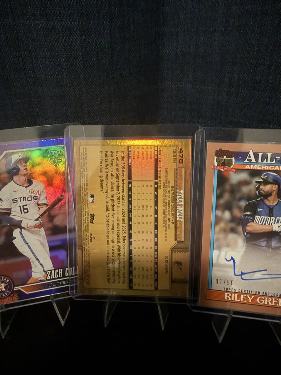 Richison34's tweet photo. Had a blast ripping my first ever jumbo hobby with my son and @Treed_OKC All for sale. @CardPurchaser 
Riley Greene 01/50 book end on card auto
Tyler Wells Golden Mirror https://t.co/5s0hQ35FWr