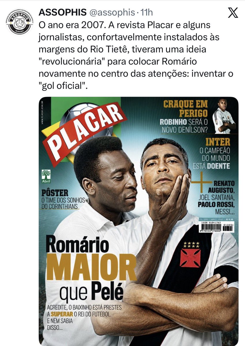 ArnilhaRocha's tweet photo. @CuriosidadesBRL O maior artilheiro da seleção se chama Pele. https://t.co/D84zJABRL5