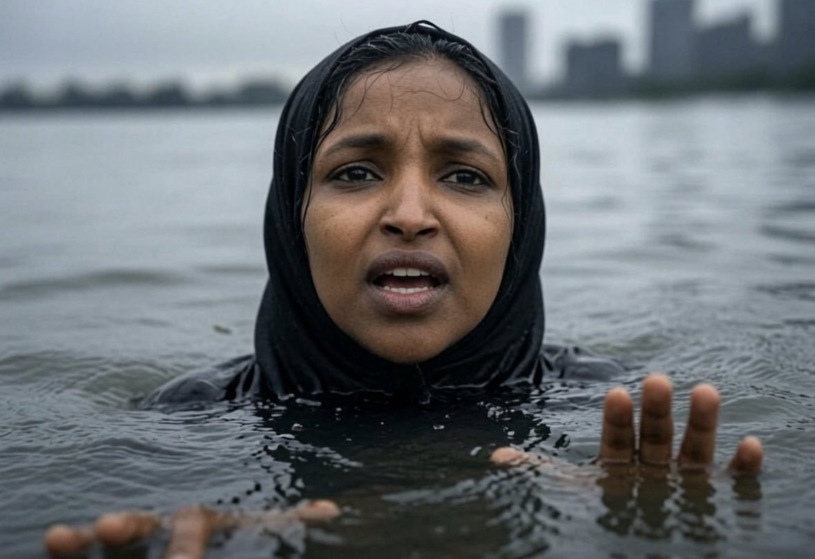 therealerictrum's tweet photo. If Ilhan Omar were drowning, what would you throw her ?? https://t.co/X4ZloSOock