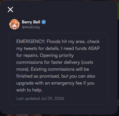 AkaEmby's tweet photo. IF you'd like to help, I am always willing to work my butt off drawing, so please check my VGEN
Read the image for more important info!

I don't have anything else to say other than: you can find me on Vgen, I'll be working very hard, and thank you so much for being understanding https://t.co/5Mu0CVkNTY