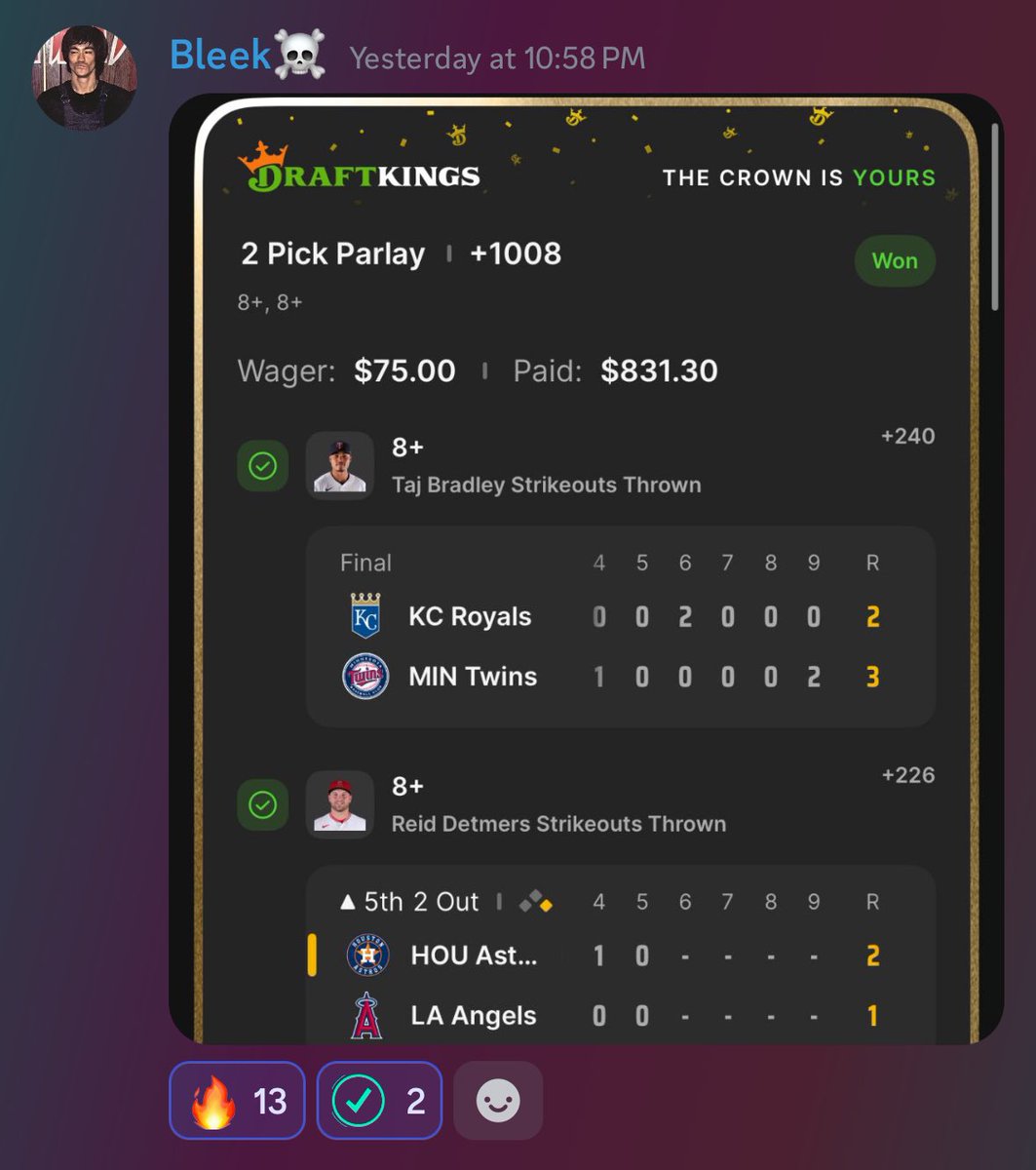 moufsidesports3's tweet photo. When our strikeout guru is locked in, you better tune in! 📲💰 

#gamblingx #bettingtips #BettingX #SportbettingX #Sportsgambling #Gamblingtwitter #MoufsideSports https://t.co/NqHbPnlnKO