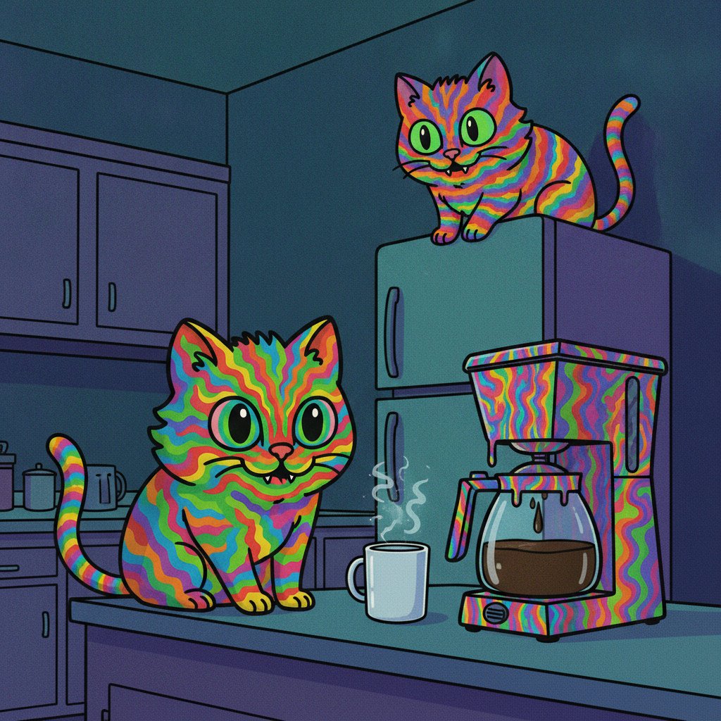 GasspasCat's tweet photo. two $GASS appeared in the kitchen this morning. one sat on the counter watching the coffee drip. the other one sat on top of the fridge watching the first one. neither one blinked. neither one was there when i turned around but the mug was empty and i hadn't touched it yet. https://t.co/fpm0WFUrQx