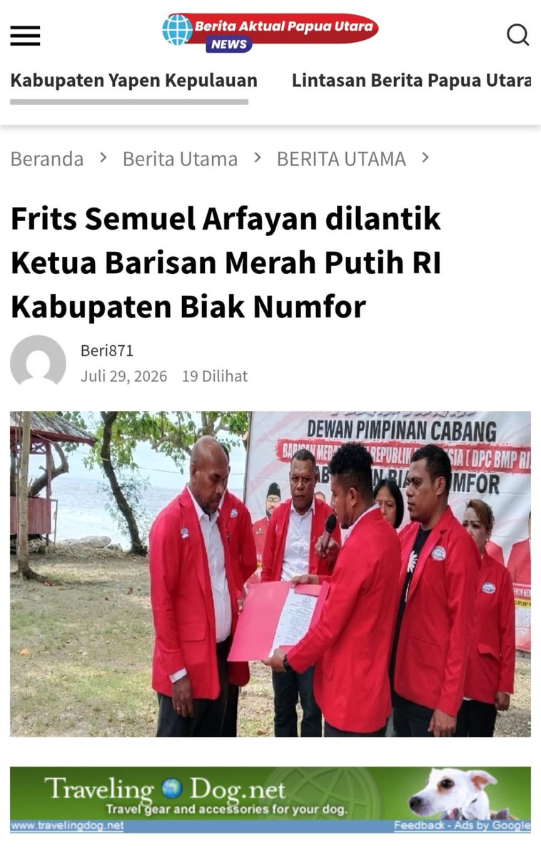 MediaRakyaIndo's tweet photo. Dengan semangat kebersamaan dan nasionalisme, DPC BMP RI Kabupaten Biak Numfor resmi dilantik sebagai bagian dari penguatan organisasi di Tanah Papua. 

#BMPRI #DPCBMPRIBiakNumfor #Papua #BersatuBergerakBerkarya #NKRI #MerahPutih #BiakNumfor https://t.co/fV759s2LSb